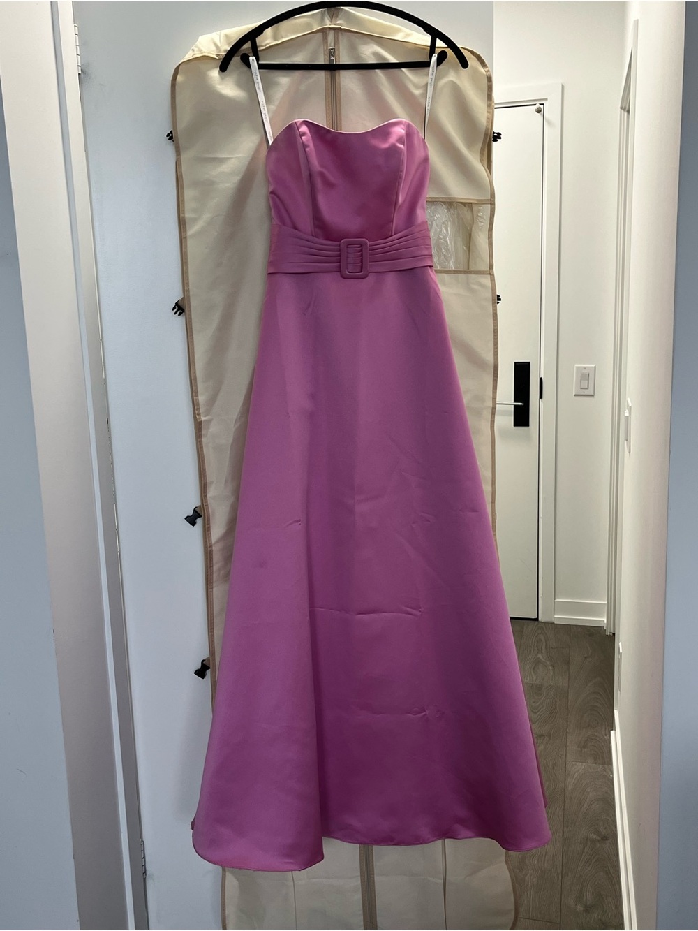 Alfred Angelo Strapless Belted A-Line Dress in Pink